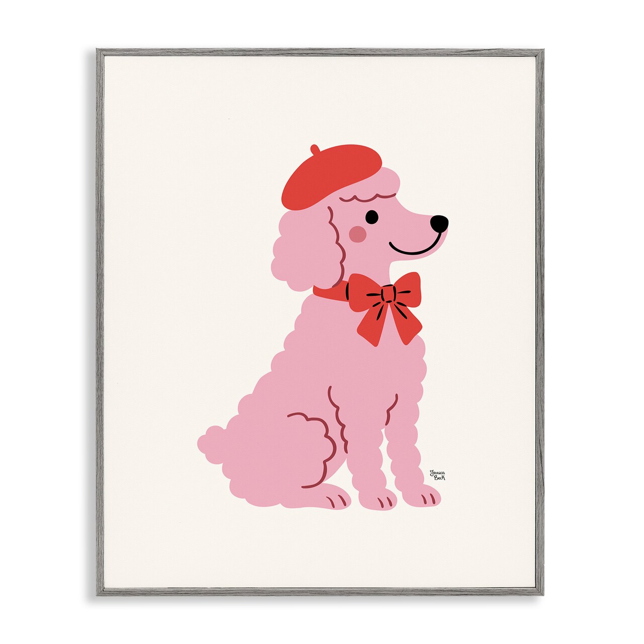 Stupell Industries French Poodle in Beret Framed Giclee, design by Jessica Beck